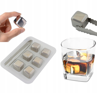AG548D OCELOVÁ KOCKA ĽADU NA NÁPOJE WHISKY x6